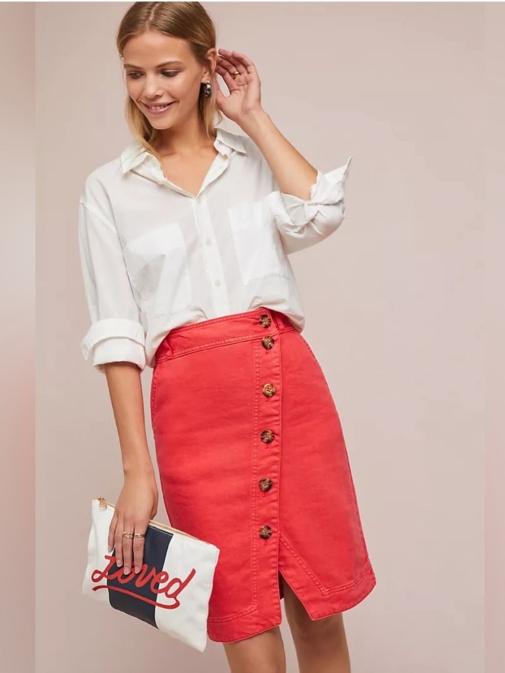 NWT Anthropologie Building 18 Button Front Skirt Size 4